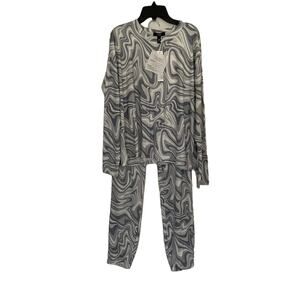 Aqua Women's Gray Happy Waves Pajama Set Size XS